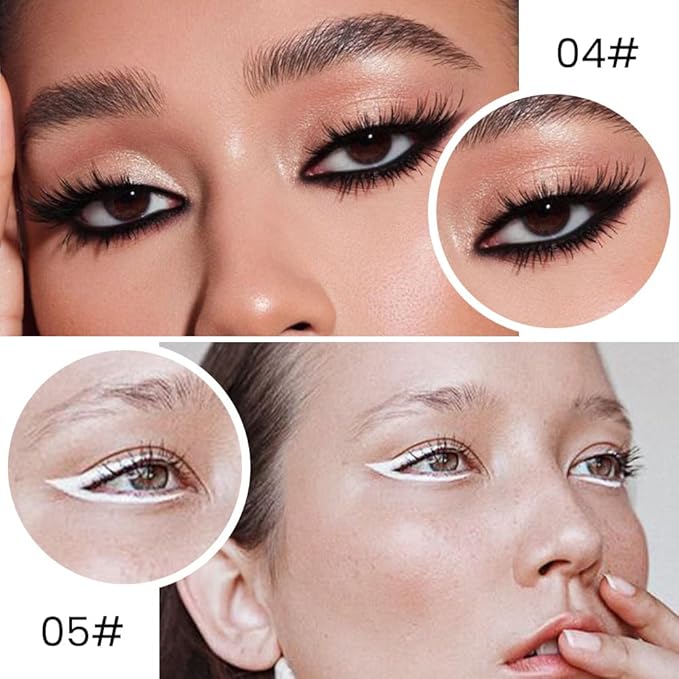 Kaely 2Pcs Black White Gel Eyeliner Pencils Set,Waterproof Eye Liner Pen,Cat Eye Stencil Cat Face Makeup,Eye Black Eyeshadow Palette Stick,Gothic Halloween Makeup,delineador de ojos contra el agua