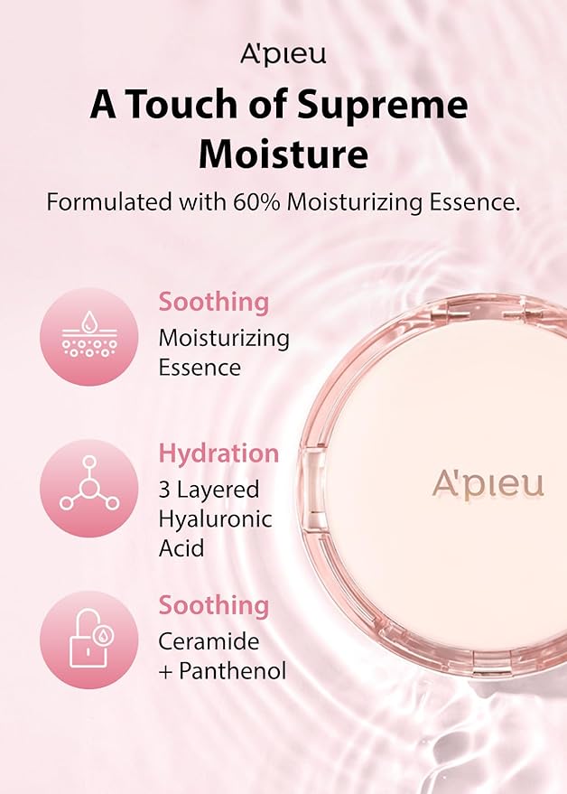 A'PIEU Waterlock Cushion Foundation No.23 Natural Beige Semi-Matte Acid, Paraben-Free