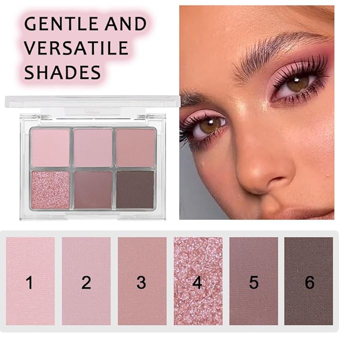 6 Colors Nude Pink Purple Matte Shimmer Eyeshadow