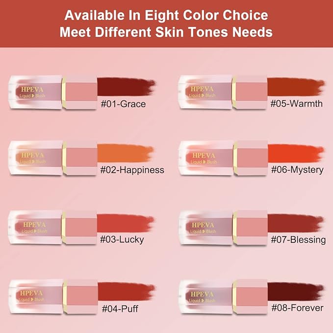 Liquid Blush for Cheeks,Soft Cream Matte Korean Makeup Blush,Lightweight Breathable Feel Long Lasting Natural Red Pink Peach Orange Rose Creamy Face Blushes for White Mature Skin Dark Skin (#07-Blessing)