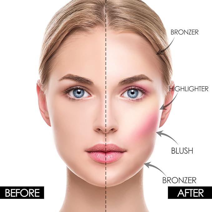 FOCALLURE Blush and Highlighter Palette,3 in 1 Contour Palette,Cruelty-Free Matte Bronzer Powder,Shimmer Illuminator Highlighters for a Glowing Look,#07