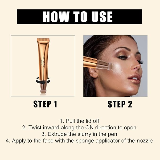 Contour Beauty Wand, Liquid Face Concealer Contouring Highlighter Peach Pink)