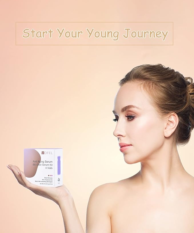 Anti Aging Serum with Hyaluronic Acid for Microneedling Serum BB Glow Starter Kit Serum Ampoules for Face 0.35 oz 4 Vials