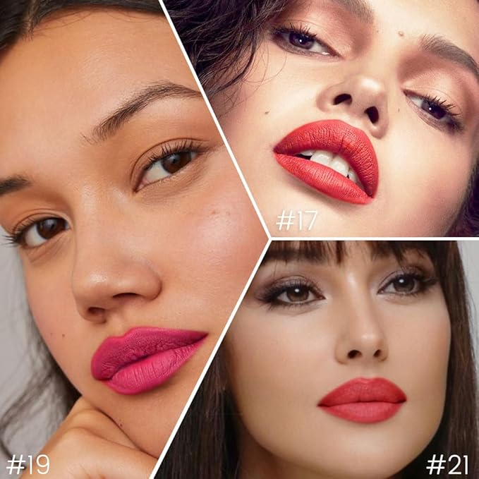 evpct 3Pcs Vermilion Rose Red Matte Long Lasting Wear Lip Liner Pencils Makeup Set for Shaping & Sculpting Lips, No Transfer Waterproof Pigmented Lip Liner Crayon lipliners Lipstick Pencil 17+19+21