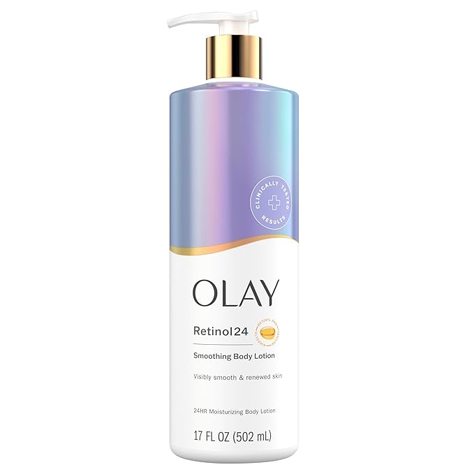 Olay Body Lotion for Women, Smoothing with Retinol Serum, Visibly Smoother Skin, 24hr Moisture & Hydration, Fast Absorbing Formula, Vitamin B3 Complex, For All Skin Types, 17 fl oz