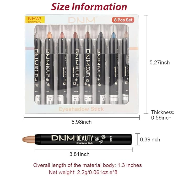 Kaely 8Pcs Cream Eye Shadow Brightener Sticks Set for Eyes,Shimmer Matte Pencil Eyeshadow Applicator Stick Palette,Halloween Makeup Waterproof,Birthday Party gifts for Women kids Girls 07