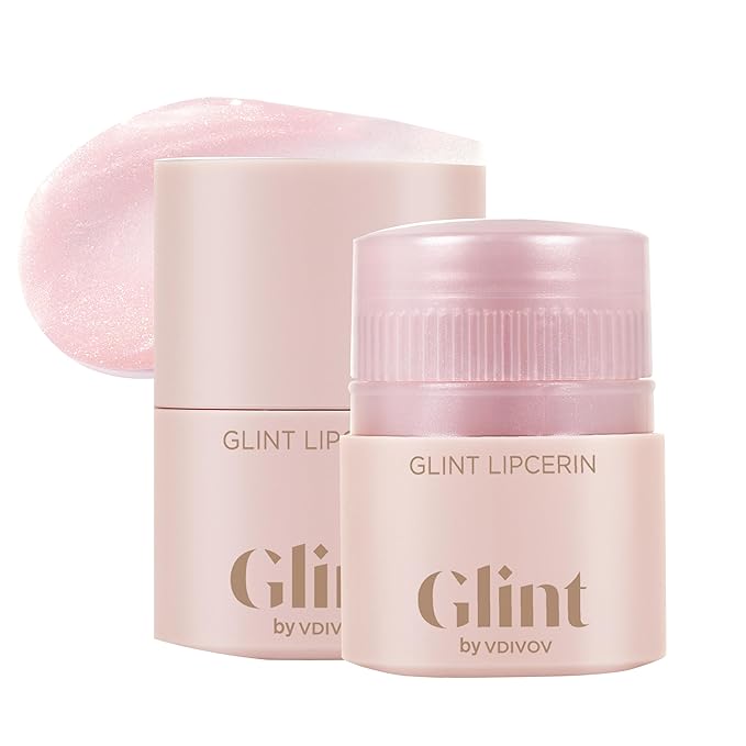 Glint Lipcerin (Pink Sparkle, 0.5fl oz) - Lasting Hydration, Plumping 5-in-1 Lip Care Gloss Balm with Glitter, Shea Butter. Korean Skin Care. Chapped, Dry, Cracked, Damaged Lips.