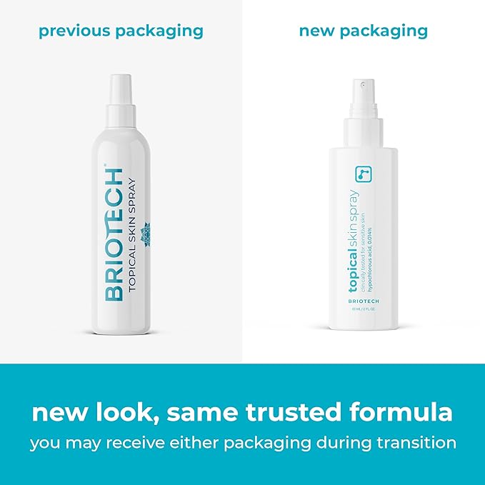 BRIOTECH Topical Skin Spray, Hypochlorous Acid Spray for Sensitive Skin, HOCl Facial Mist, Full Body Support Against Irritation, Calm Redness, Soothe Foot & Scalp, Travel Size 2 oz (2 Pack)