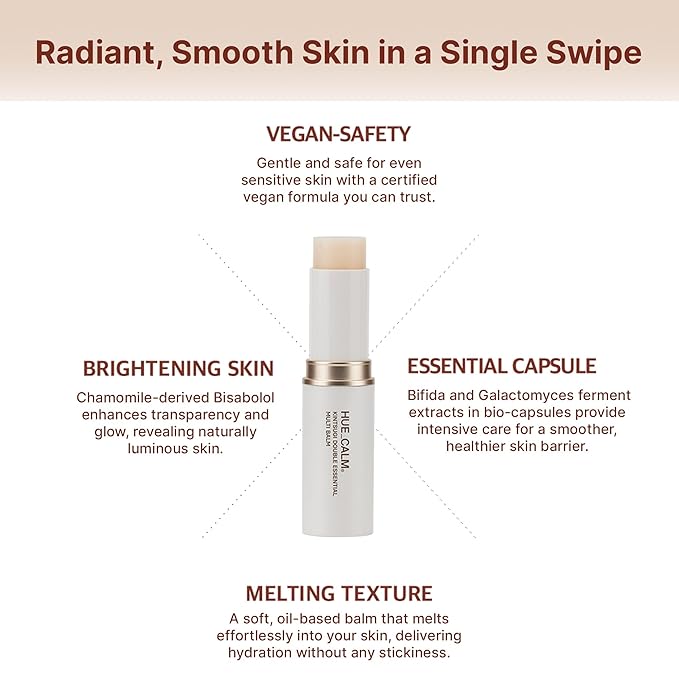 Korean Skincare Multi Balm – Hue Calm Kintsugi Double Essential Balm | Vegan Anti-Aging, Brightening & Hydrating Stick with Shea Butter & Peptides