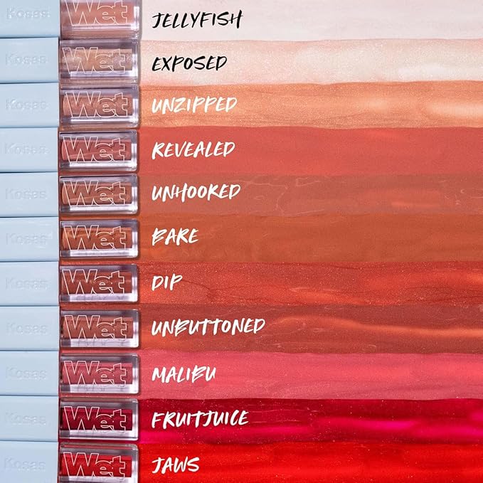 Kosas Wet Lip Oil Gloss - Hydrating Lip Plumping Treatment with Hyaluronic Acid & Peptides, Non-Sticky Finish (Unhooked)