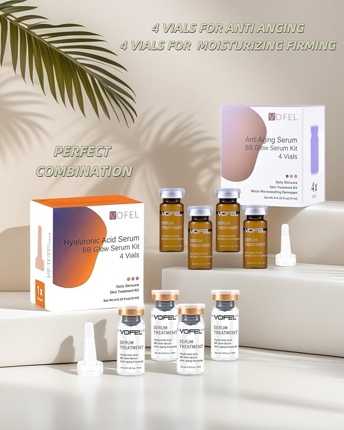 Anti Aging Serum Hyaluronic Acid Serum For Face BB Glow Starter Kit Serum Ampoules for Skin Treatment Kit 0.35 oz 8 Vials