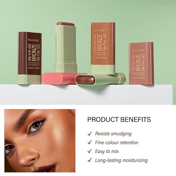 MEICOLY Cream Bronzer Stick, Natural Highlight Contour Makeup,Face Highlighter Stick,Contour Stick Facial Contouring Stick,Buildable Face Bronzer Face Shaping,Waterproof,01 Warm Glow