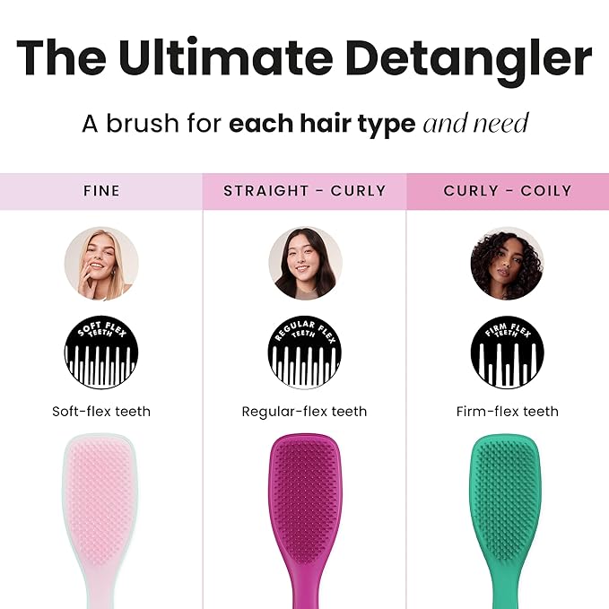 Tangle Teezer Ultimate Detangler Curly Hair Brush, Dry & Wet Hairbrush, Reduces Frizz & Breakage, for 3C to 4C Curly Hair Types, Aqua Green
