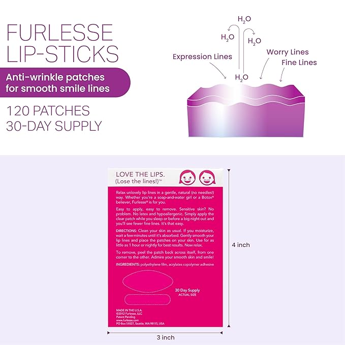 Furlesse Lip-Sticks Wrinkle Patches, Overnight Anti-Wrinkle Anti-aging