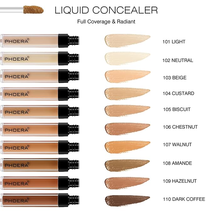 PHOERA Foundation Full Coverage,PHOERA Concealer Lightweight Full Coverage,PHOERA Buff Beige+104#CUSTARD)