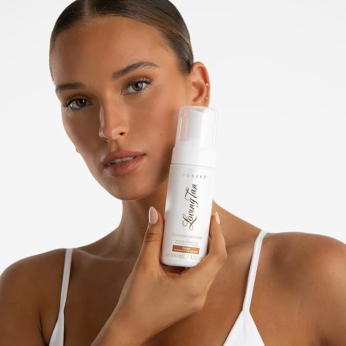 Loving Tan Purest Tanning Mousse NEW, Dark - Sunless Tanner Made From 97% Certified Organic & Naturally Derived Ingredients - Up to 5+ Self Tan Applications Cruelty Free, Vegan Friendly - 3.3 Fl Oz