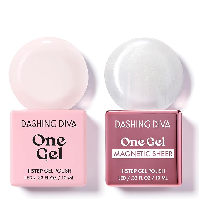 Dashing Diva One Gel Color & Magnetic Topper Duo - OG - Pointe & Silver Glitter Topper - 3-in-1 Base Coat, Nail Color & Top Coat - Gel Nail Polish Set