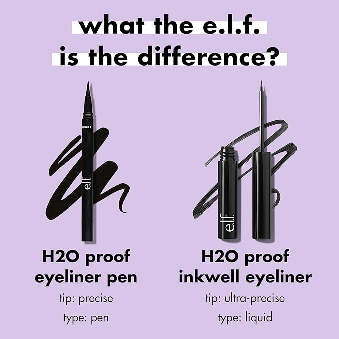 e.l.f. H2O Proof Inkwell Eyeliner Pen, High-pigment, Waterproof Liquid Eyeliner, Delivers A Matte Finish, Vegan & Cruelty-free, Sugarplum