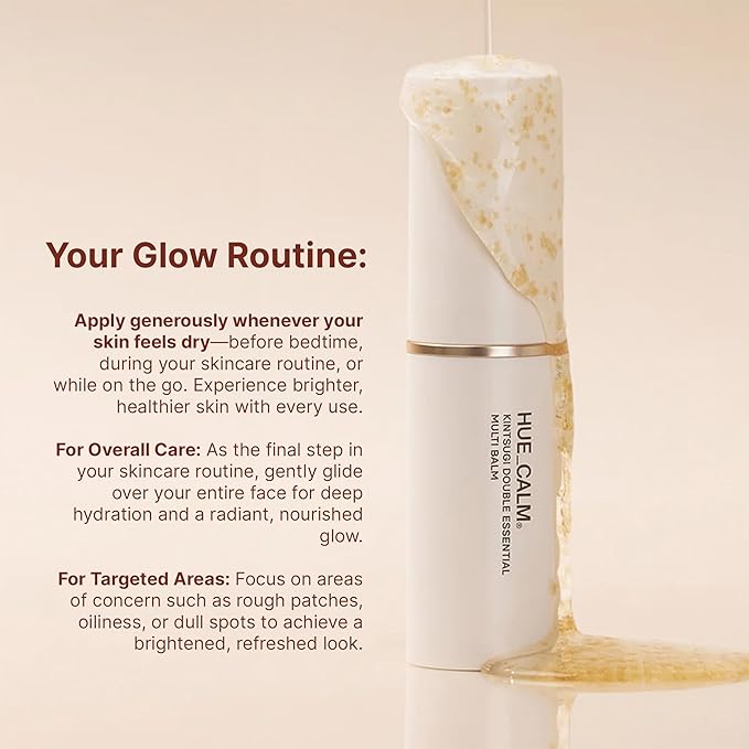 Korean Skincare Multi Balm – Hue Calm Kintsugi Double Essential Balm | Vegan Anti-Aging, Brightening & Hydrating Stick with Shea Butter & Peptides
