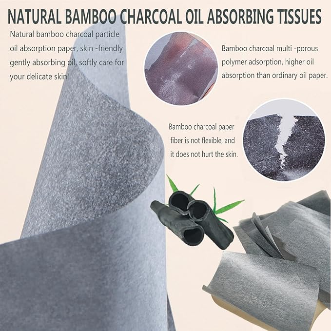 Natural Bamboo Charcoal Facial Oil Blotting Paper,100pcs Oil