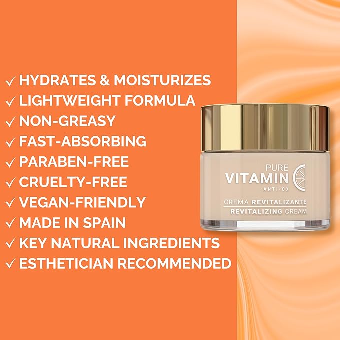 Noche Y Dia Vitamin C Face Cream - Hydrating, Lightweight, Non-Greasy Moisturizer for All Skin Types - Anti-Aging Formula for Fine Lines, Wrinkles & Even Skin Tone - 60mL (2.04 fl oz)