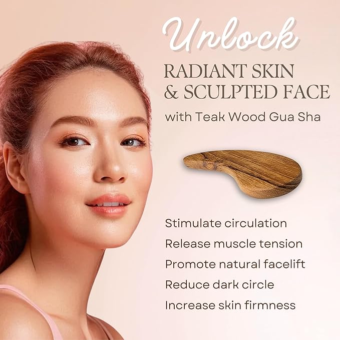 Teak Wood Gua Sha Facial Tool Anti-Aging