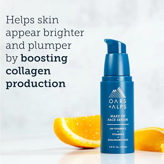Oars + Alps Anti Aging Vitamin C Serum for Face, Infused with Vitamin C, Hyaluronic Acid, and Vitamin E, TSA Friendly, 0.8 Fl Oz