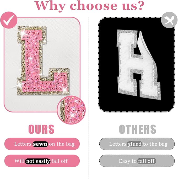 Initial letter patch makeup bag,