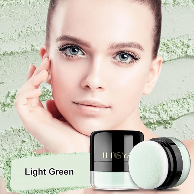 Setting Powder Lightweight Loose Powder Finishing Powder Long-Lasting (Light Green/Translucent) 0.28 Oz