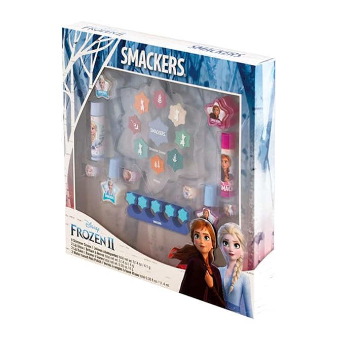 Lip Smacker Disney Frozen II Color Makeup Set For Girls, Shimmer Cream, Lip Gloss, Lip Balm, Nail Polish (Pack of 2)