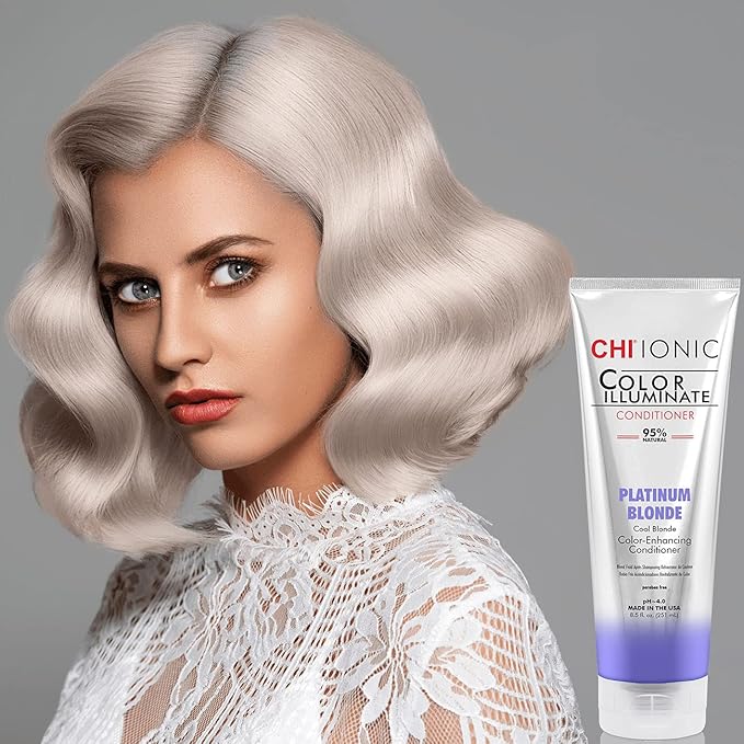 CHI Color Illuminate Conditioner, Helps Maintain Fresh Color In Natural & Color-Treated Hair, Sulfate, Paraben, & Cruelty-Free, Platinum Blonde, 8.5 Oz