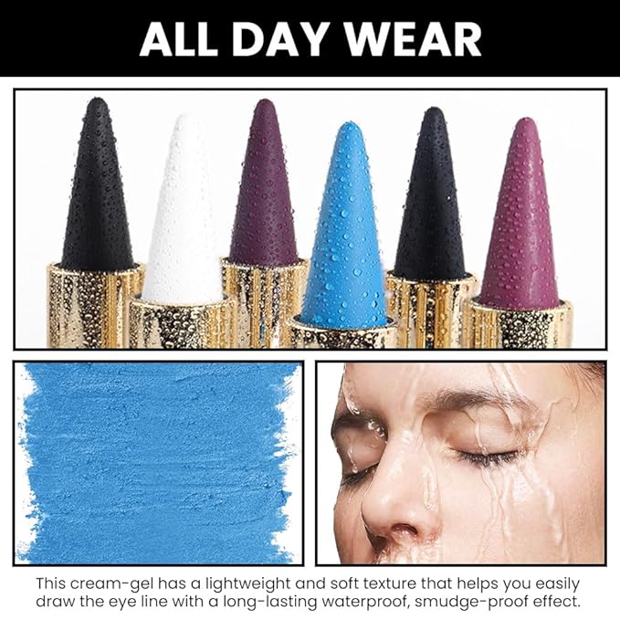 Kaely 4Pcs Light Blue Green Purple Red Gel Eyeliner Pencil,Cream Waterproof Smudge Proof Eye Liner,Halloween Makeup,Eye Black Face Paint Lipstick Crayon,Color Colorful Eyeliner Eyeshadow Stick