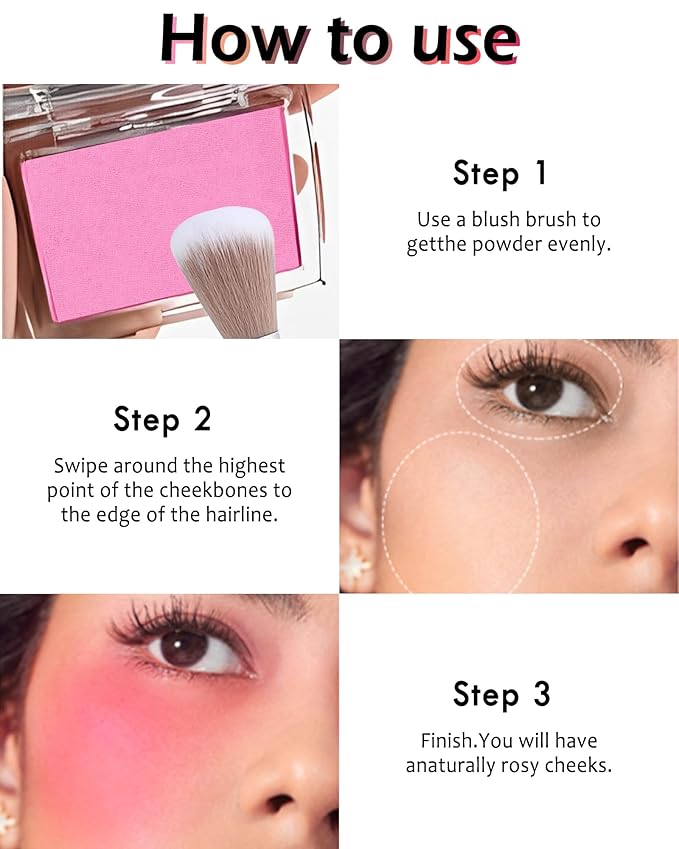 Powder Blush Palette, Matte Powder Makeup Blush for Cheeks, Natural Glow Face Blush Contour Palette, Lightweight, Smooth, Highly Pigmented Buildable Color, Long-lasting All-Day Face Enhancing-Rosewood