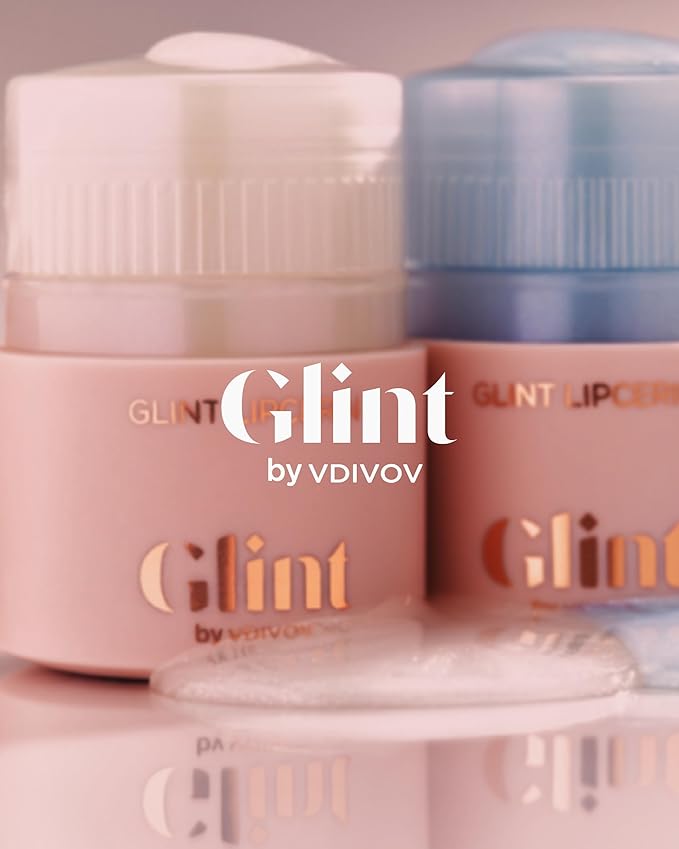 Glint Lipcerin (Pink Sparkle, 0.5fl oz) - Lasting Hydration, Plumping 5-in-1 Lip Care Gloss Balm with Glitter, Shea Butter. Korean Skin Care. Chapped, Dry, Cracked, Damaged Lips.