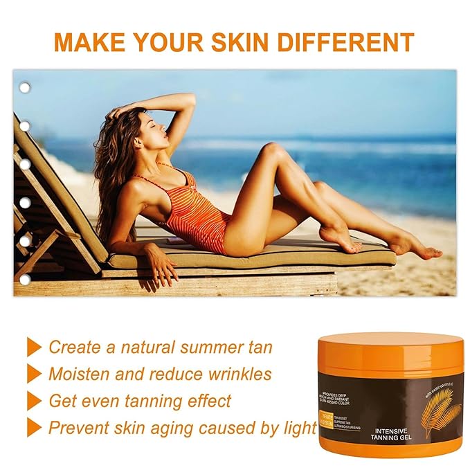 2PCS Luxury Intensive Tanning Gel, Intensive Tanning Luxe Gel, Natural Tanning Accelerator Cream Gel for Natural Tan Skin, Tanning Cream for Sunbeds & Outdoor Sun