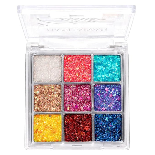 Glitter Eyeshadow Palette, Shimmer Purple Pink Blue Colorful Eyeshadow Palette, Lip Face Eye Glitter Makeup, Lasting Waterproof High Pigmented Eye Shadow Palette for Girl Women