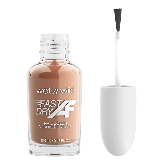 wet n wild Fast Dry AF Nail Polish Color, Fall Brown Sorry, I'm Latte | Quick Drying - 40 Seconds | Long Lasting - 5 Days, Shine (Pack of 3)