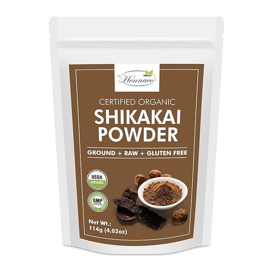hennaco Organic Shikakai Powder| Acacia concinna Powder| Natural (4 OZ) 114 G