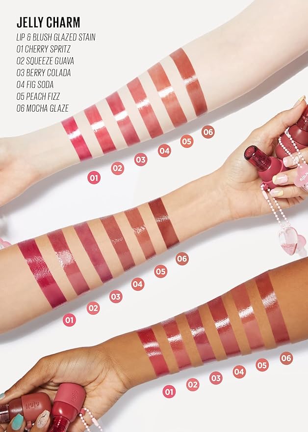 Kaja Lip & Blush Glazed Keychain Stain - Jelly Charm 02 Squeeze Guava | with Triple Berry Complex, Lemon Fruit Extrac & Olive Squalane, Hydrating, Long Lasting Lip Tint