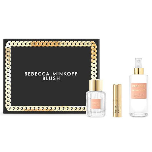 Rebecca Minkoff Blush Floral Scent - Perfumes for Women - Opens with Bergamot, Mandarin, and Blackcurrant - Blended with Pear - 8.4oz Fragrance Mist, 3.4oz and 14ml EDP Spray - 3 pc Gift Set.