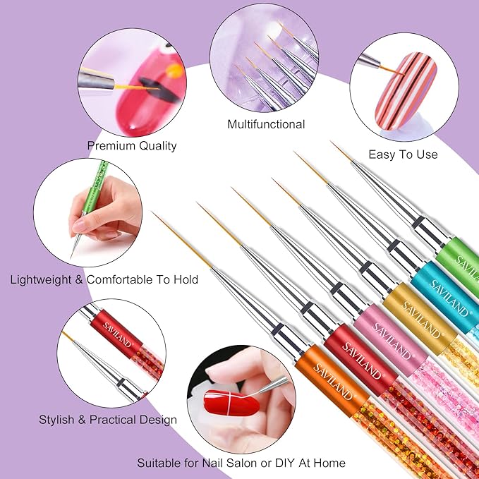 Saviland 6pcs nail art liner