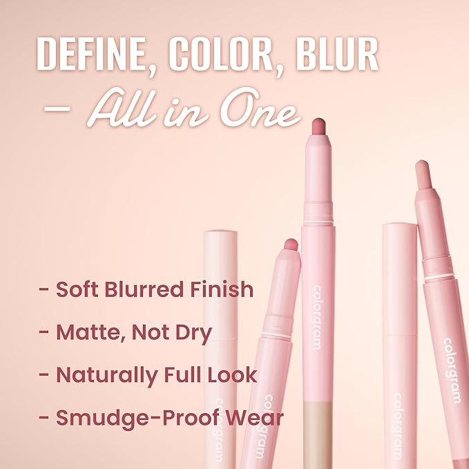 COLORGRAM All In One Over-Lip Maker 01 Warm Peach | Versatile Lip Liner & Contour with Natural Shades, Matte finish, Bigger and Fuller Lips, Plumping effect, Smooth creamy texture