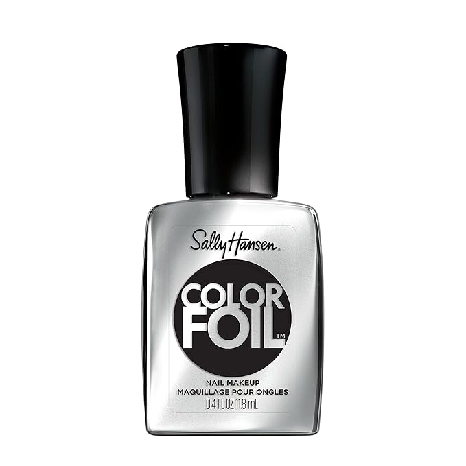 Sally Hansen Color Foil, Steel A Kiss, Long Lasting, Opaque, Shimmery Silver Nail Polish