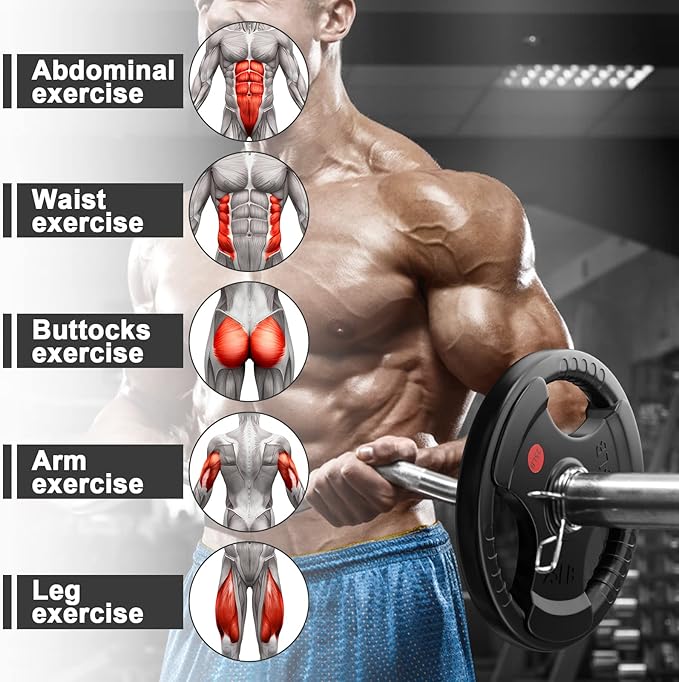 GIKPAL Bumper Plates 2-inch Rubber 10lbs-55lbs