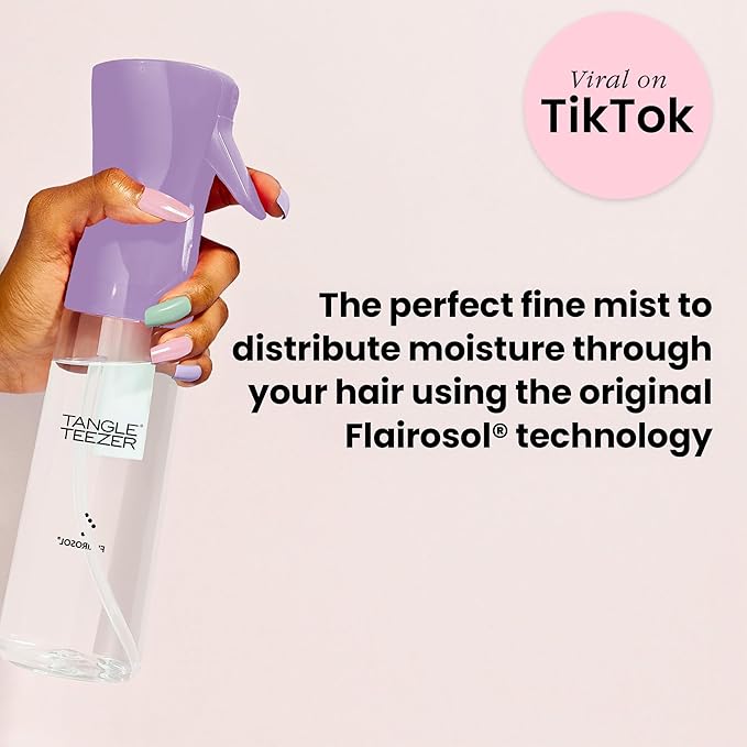 TANGLE TEEZER Fine Mist Continuous Spray Bottle, Reusable and Refillable, for Hair Detangling and Styling, 10.1 oz, Lilac