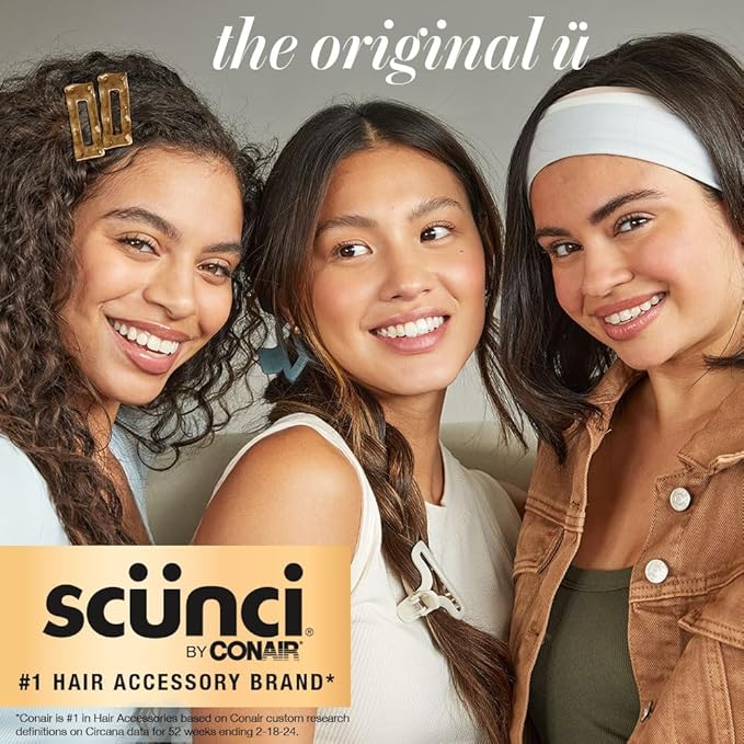 Scunci by Conair No-Slip Grip Stay Tight Barrettes - hair barrettes for women - hair accessories for women - Assorted Neutral Metallic Colors - 6 Count