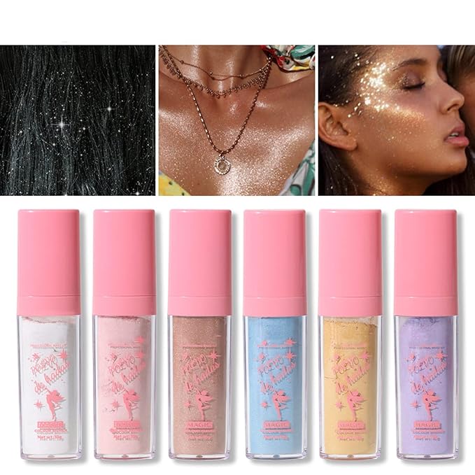 MAEPEOR Highlighter Powder Stick 6 Colors Shimmer Not-sticky