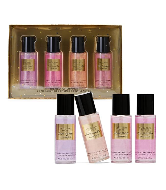 Victoria's Secret Fragrance Mist Collection 4 Piece Shimmer Mini Gift Set, Assorted Scents