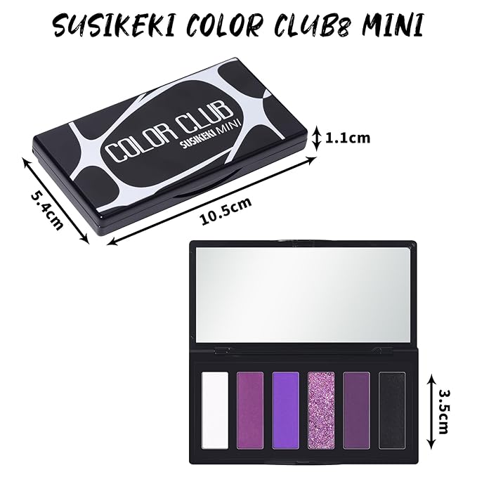 Purple Eyeshadow Palette with Mirror Lilac Violet Plum Tones Matte Shimmer Glitter 6 Colors Mini Eye Shadow Pallet Travel Size Highly Pigmented for Fairy Witch Goth Halloween Costume Makeup