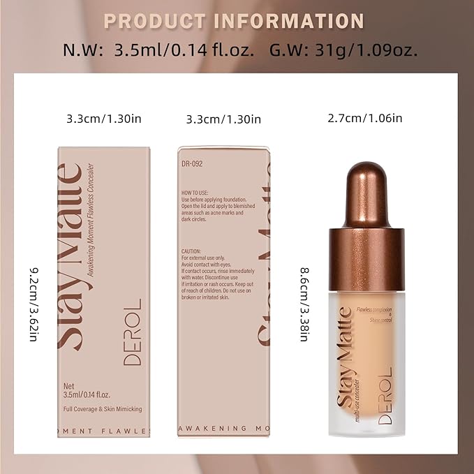 Foundation Makeup,Soft Beige Full Coverage Foundation Makeup(Built-in brush)Vegan Face Makeup(03#)